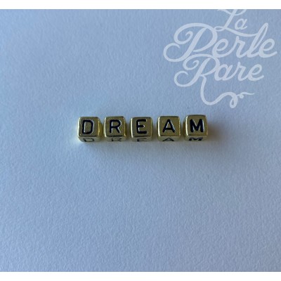 Perles cubique alphabétique Acrylique  "DREAM" - Doré - 5 pces